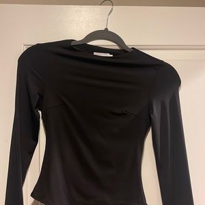 meshki open back black bodysuit